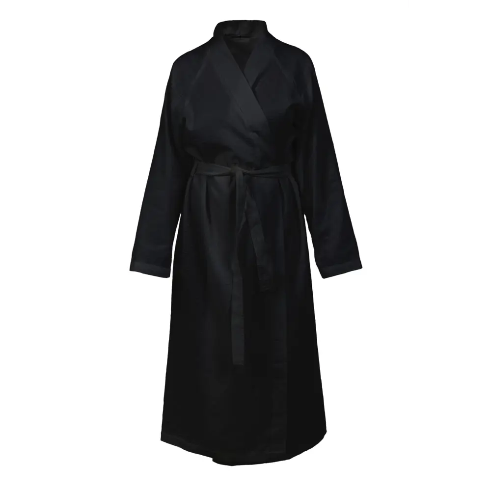 Халат Дом снов Enna универсальный вафельный без капюшона черный размер S-M STLM-2130218