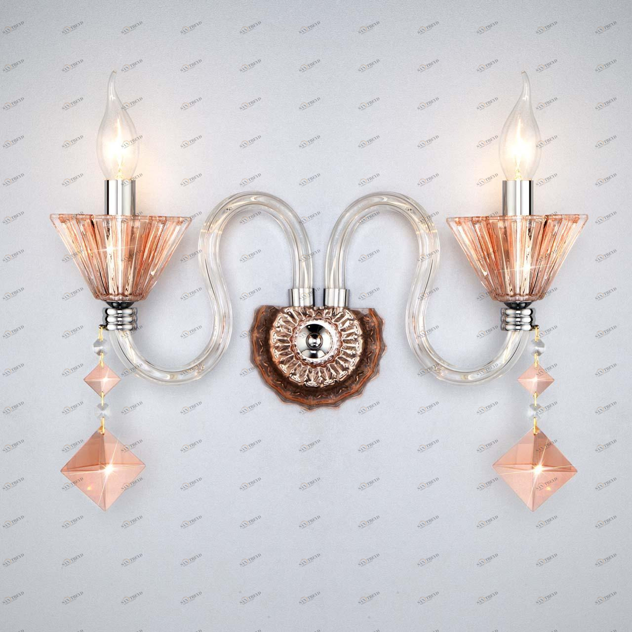 Бра хрустальное на 2 лампы хром Lorita 311/2 BOGATES LORITA 00-3931793 Прозрачный;хром 