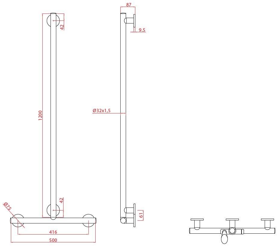 Goman Свободная вертикальная Т-образная ручка с душем Leonardo deluxe Lex-x12050/94 - Вид №1