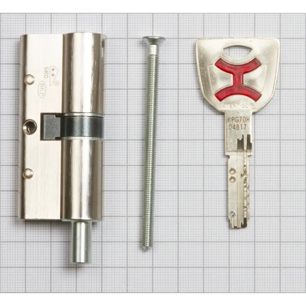 Цилиндр Cisa AP4S 0P3S2-29.12, 40x10x40 мм, ключ/шток, цвет никель, без вертушки STLM-2000535 - Вид №2