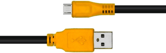 GCR-UA3MCB1-BB2S-0.5m кабель 0.5m usb 2.0, am/microb 5pin, черный, желтые коннекторы, 28/28 awg, экран, армированный, морозостойкий, Greenconnect Santreyd  - Вид №1