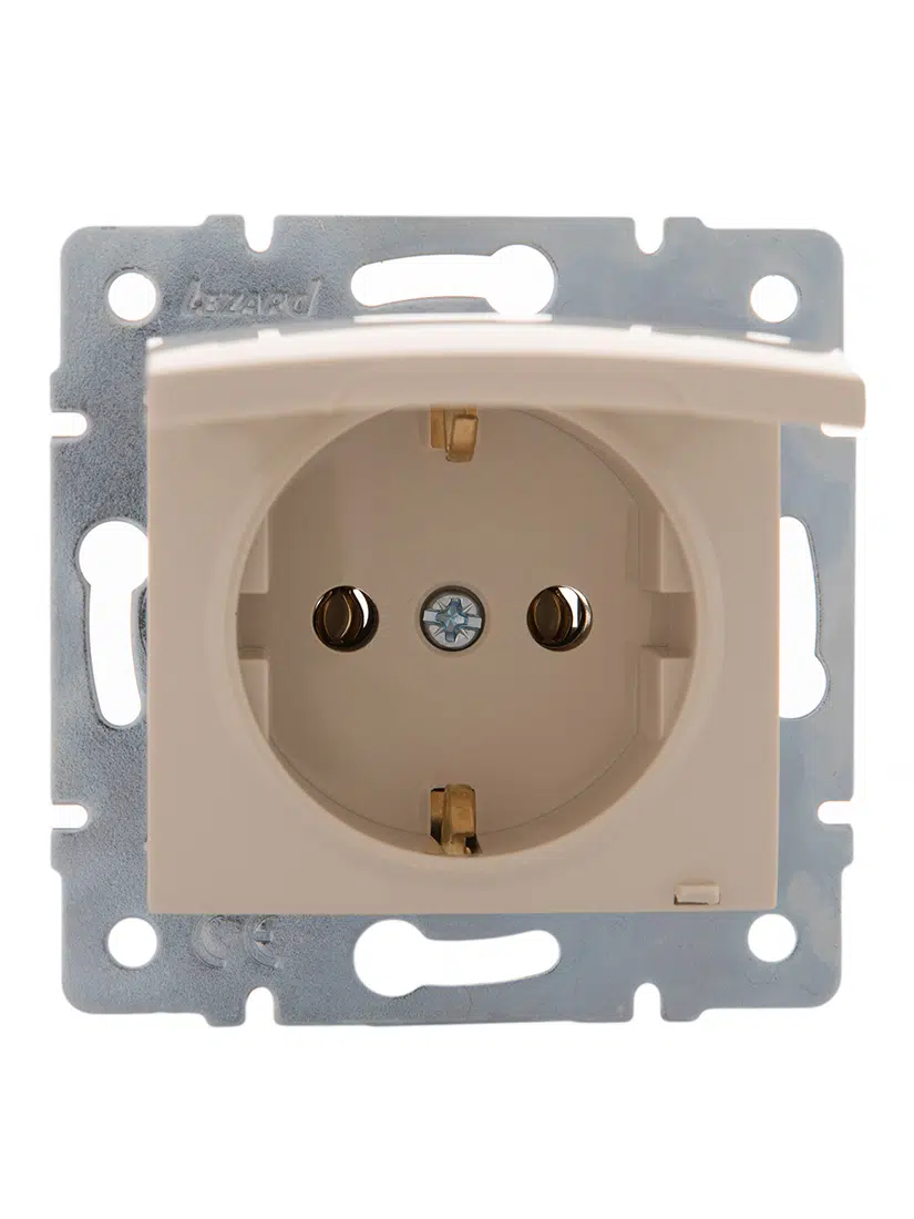 KARINA Розетка сз с крышкой кремовый LEZARD 707-0388-123В