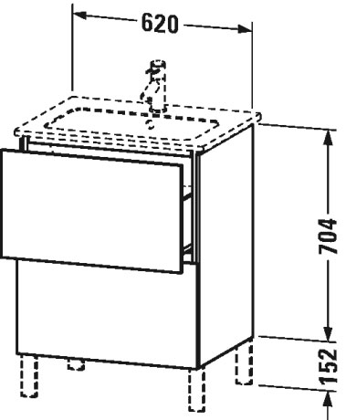 LC662502222 Тумбочка напольная L-Cube #LC6625 620 x 481 мм Белый глянцевый декор Duravit - Вид №1
