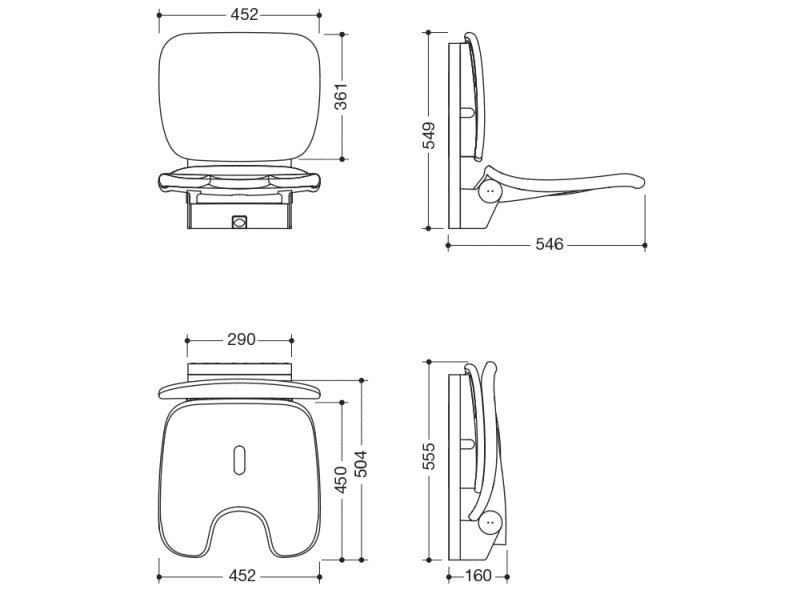 802.51.23960 удобство складного сиденья HEWI Serie 802 LifeSystem  - Вид №2