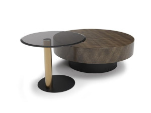 Круглый журнальный столик из спеченного камня и стекла