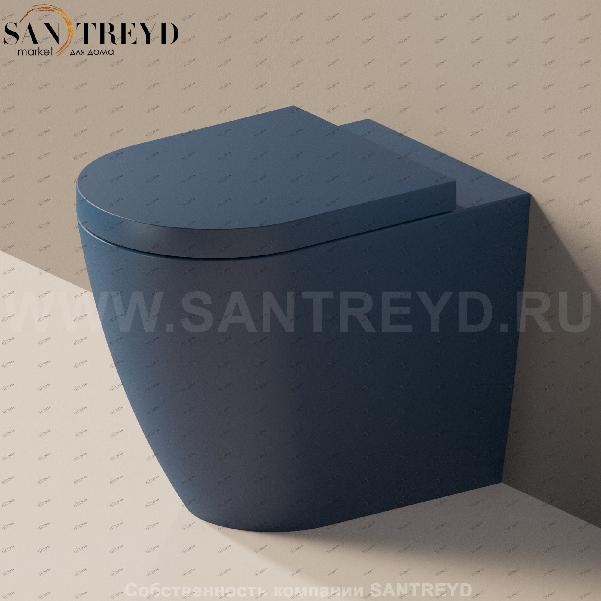 LK117RG7016 Приставной унитаз напольный Синий Ceramica Flaminia Link Италия