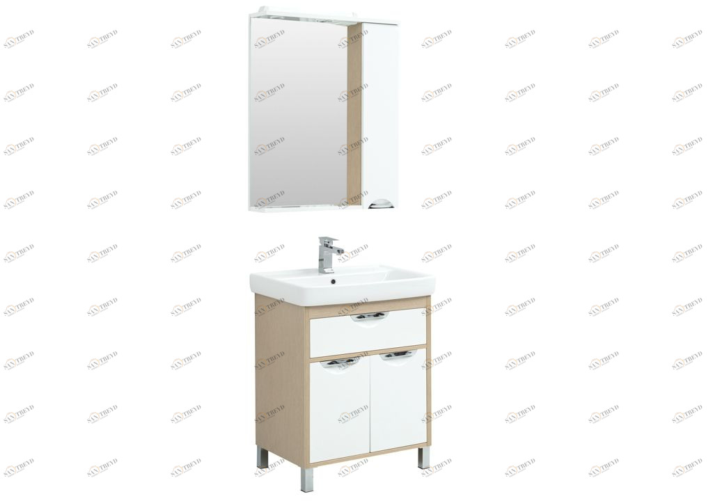 Мебель для ванной Aquanet Гретта 70 New светлый дуб (1 ящик, 2 дверцы) 00239430