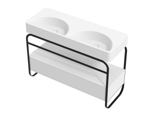 Двойная раковина из нержавеющей стали с ящиками