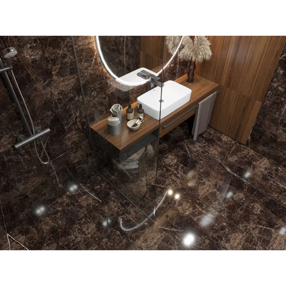 Керамогранит Onlygres Marble MOG401 60x120 см 2.16 м² полированный цвет коричнево-черный Santreyd STLM-2101378 - Вид №3