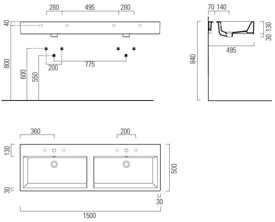 8963111 Накладная раковина на столешницу  овальная GSI ceramica Kube - Вид №4