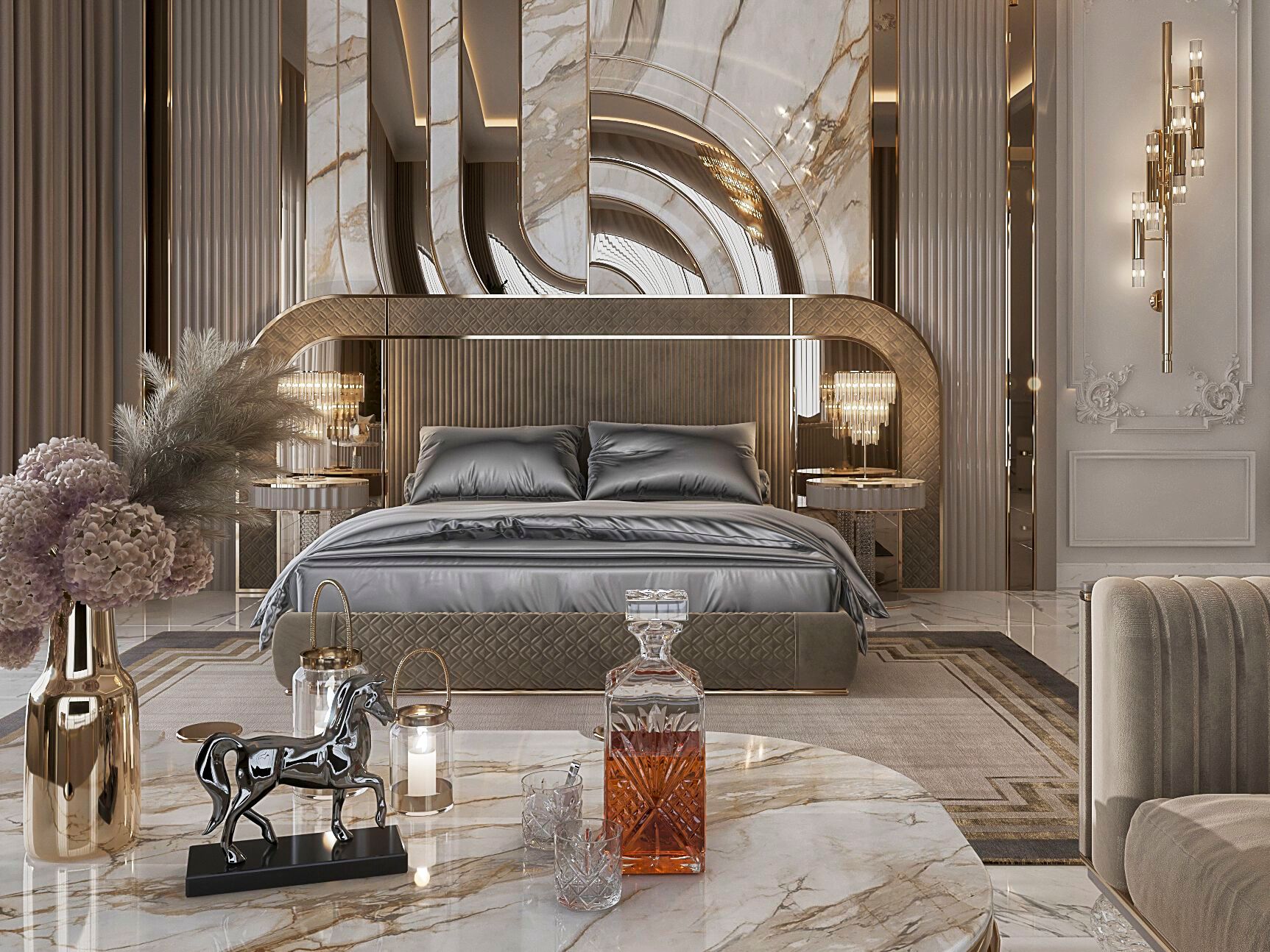 Двуспальная кровать с мягким изголовьем Zebrano Velovis ARCH-00093629 - Вид №2