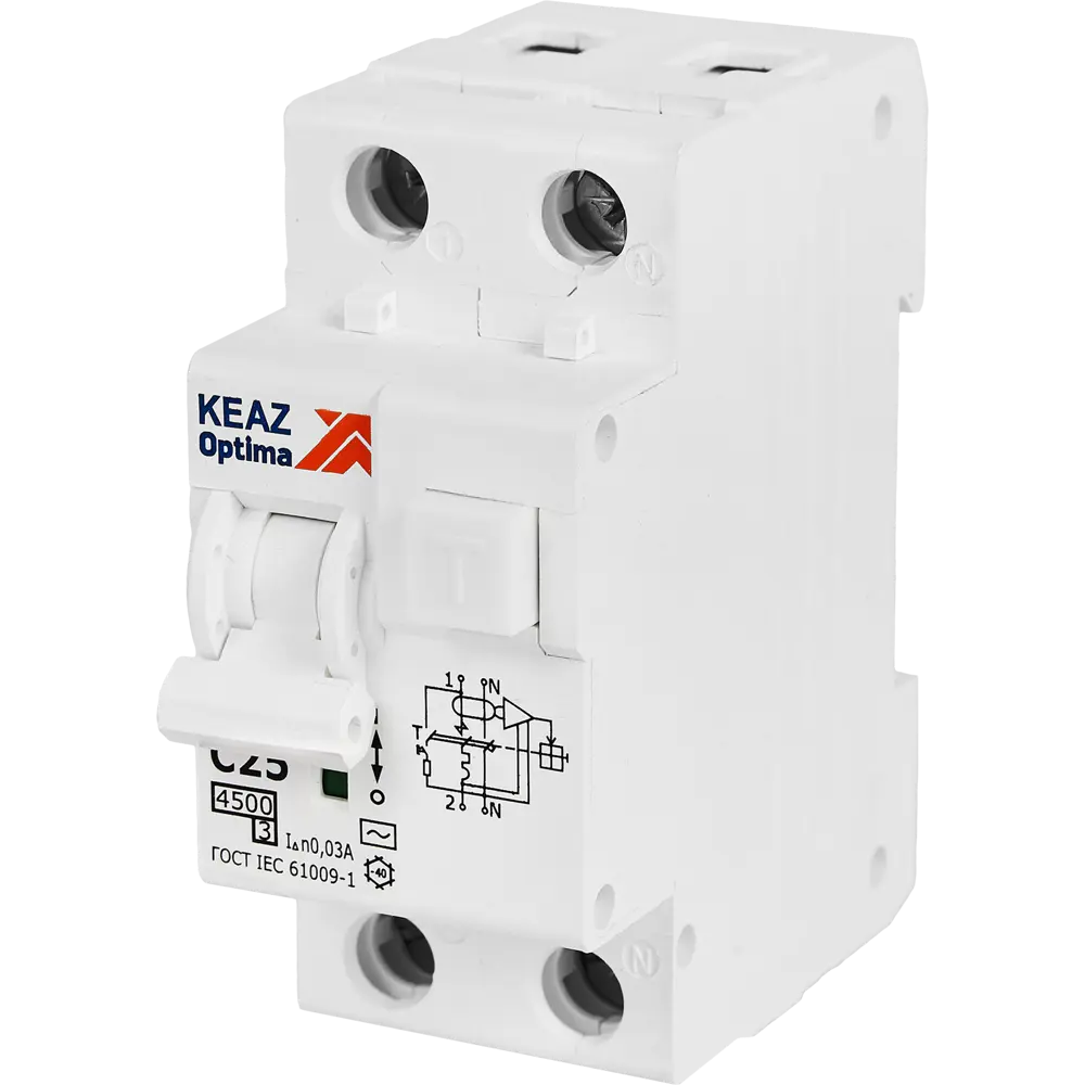 Дифференциальный автомат КЭАЗ Opti Din 25А для защиты электропроводки 89206633 STLM-1104050