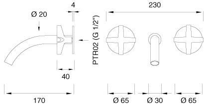 Ceadesign Группа из 2 смесителей открытого / закрытого типа Cross Crx 16 - Вид №1