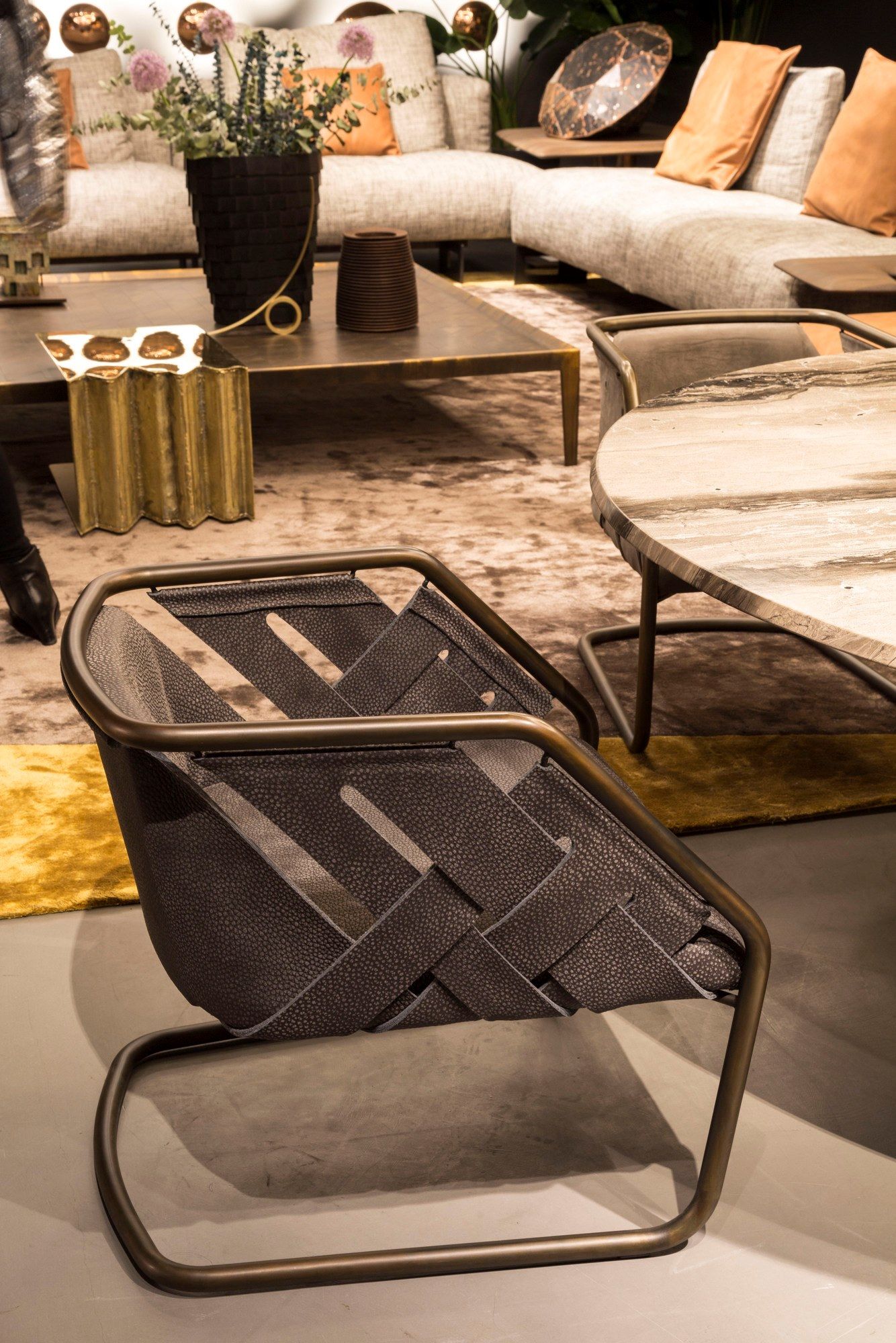 Кожаный мягкий стул с металлическим каркасом Henge Strip ARCH-00146838 - Вид №7