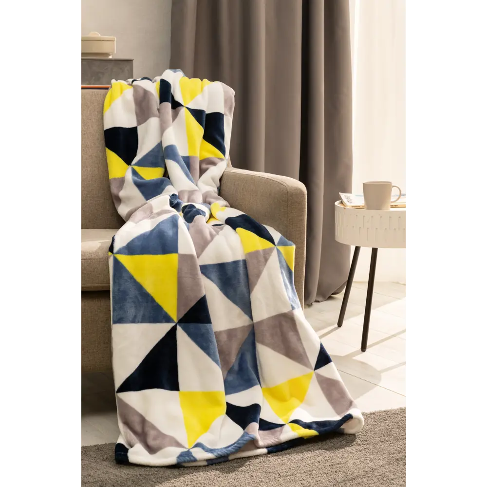 Плед «Пирамида» 200x220 см микрофибра цвет жёлтый, синий Santreyd STLM-2067726 - Вид №4