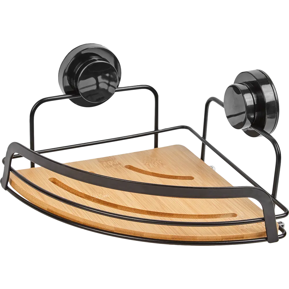 Полка для ванной угловая Primanova одноярусная 20 см цвет черный Бамбук STLM-2024572