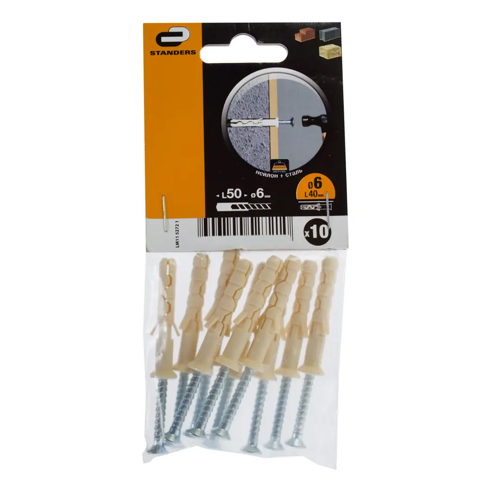 Дюбель-гвоздь Standers PDG UK с потайной манжетой 6x40 мм, 10 шт STLM-2188228 - Вид №1
