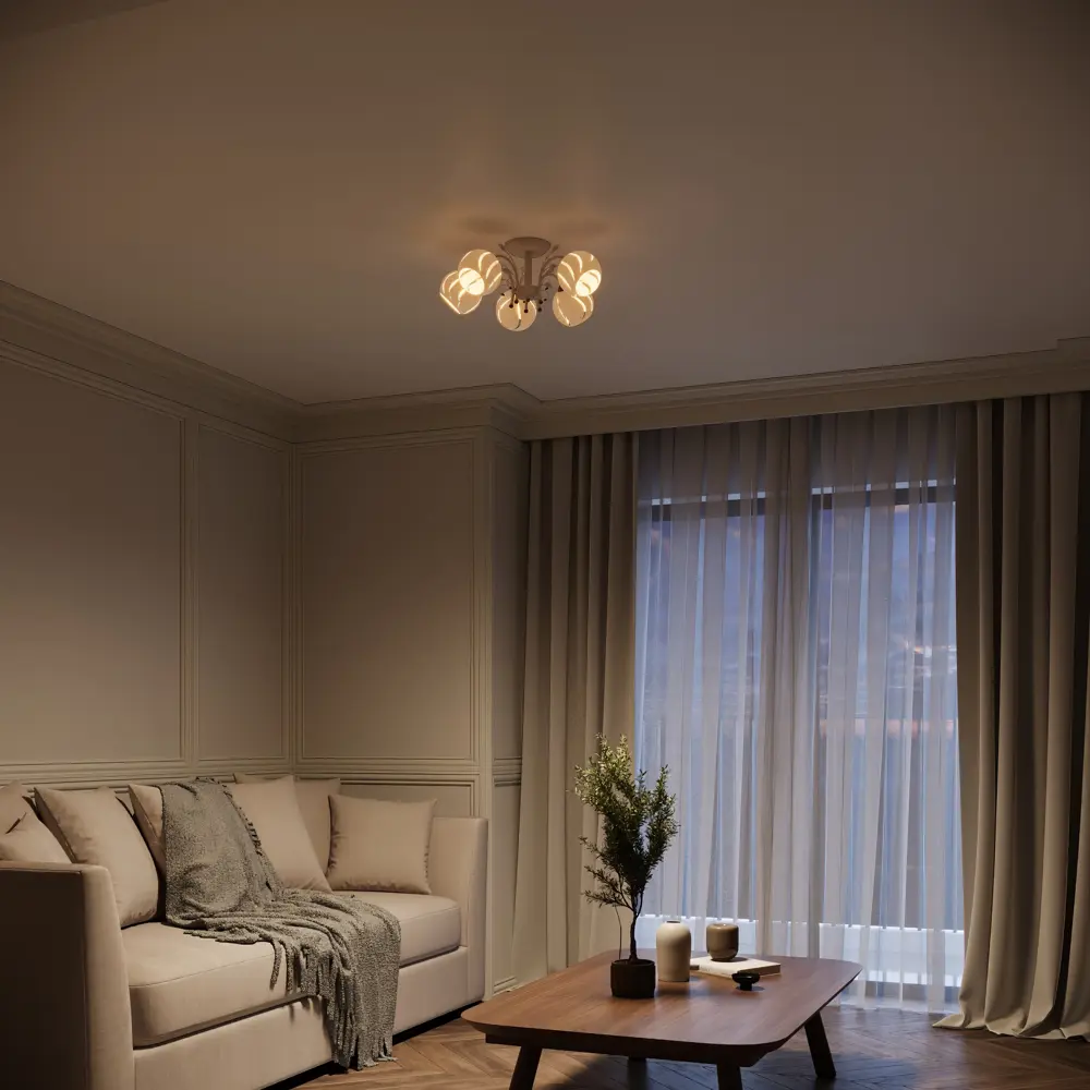 Люстра «Амплуа» от КЛЮЧНИК — 5-рожковая потолочная в белом цвете 82674268 STLM-0033637 - Вид №12