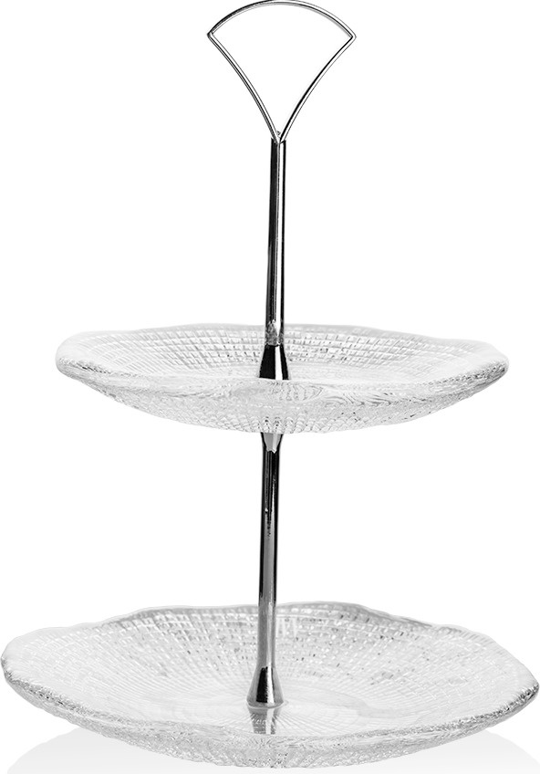 10636245 IVV Блюдо двухъярусное IVV "Диаманте" 24см Стекло 