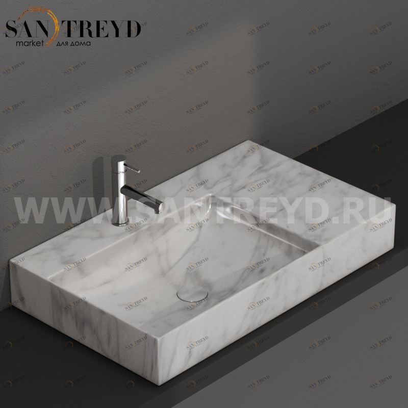 B6R80SMC Подвесная раковина настенная прямоугольная Ceramica Globo T-EDGE серая