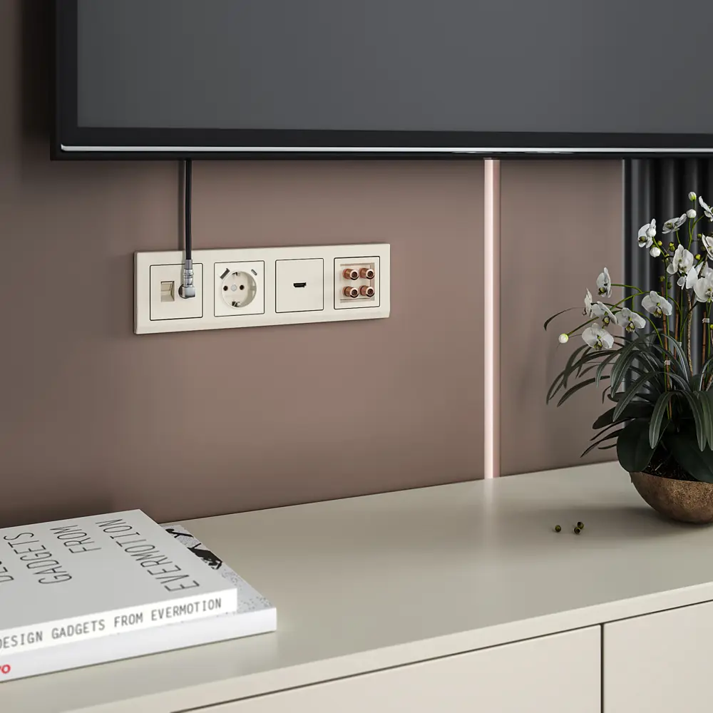 Розетка HDMI встраиваемая Werkel без заземления цвет слоновая кость Встраиваемые механизмы STLM-2191440 - Вид №1