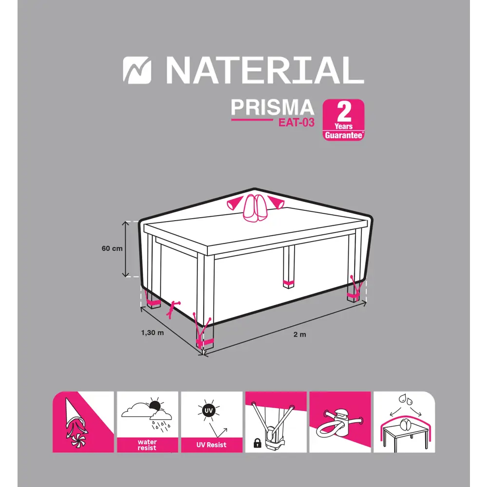 Защитный чехол для стола Naterial 200x80x130 см полиэстер светло-серый 84463528 STLM-2048592  - Вид №9