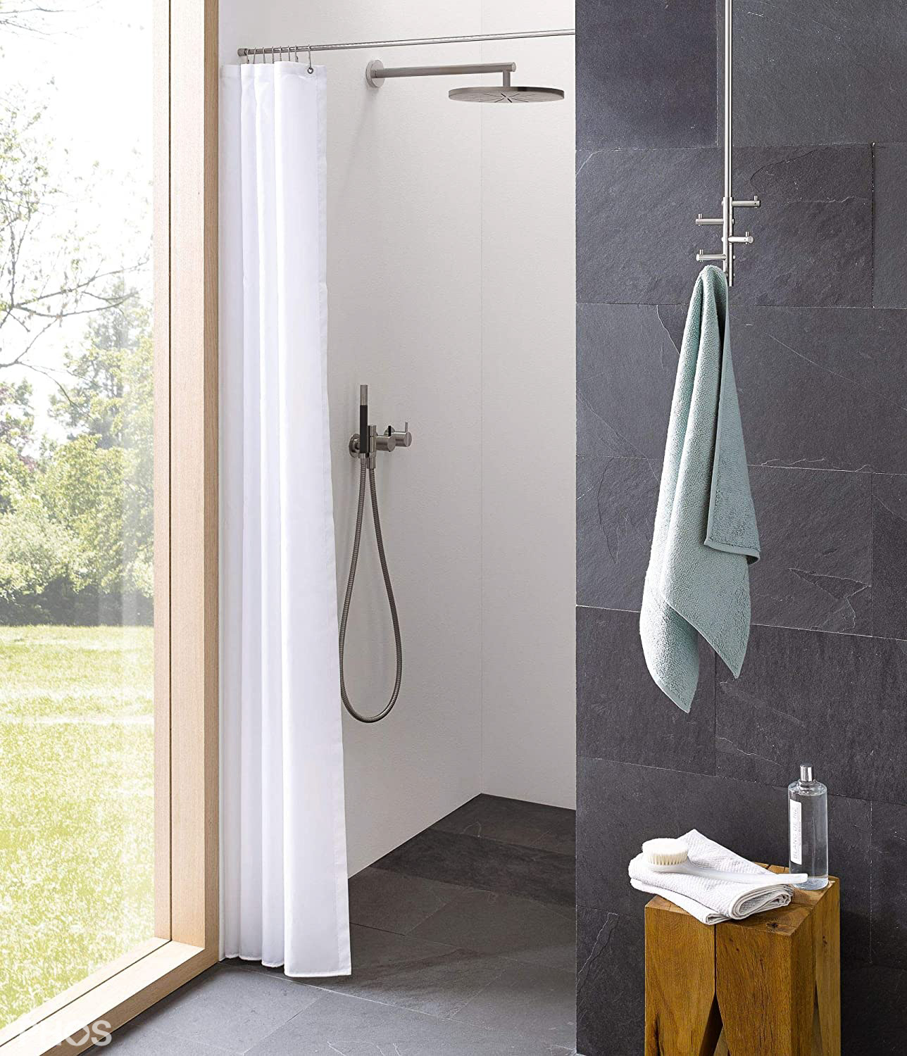 DV-P200-070 Занавеска для душа чисто-белая, длина 200 см, ширина 70 см. PHOS  - Вид №1