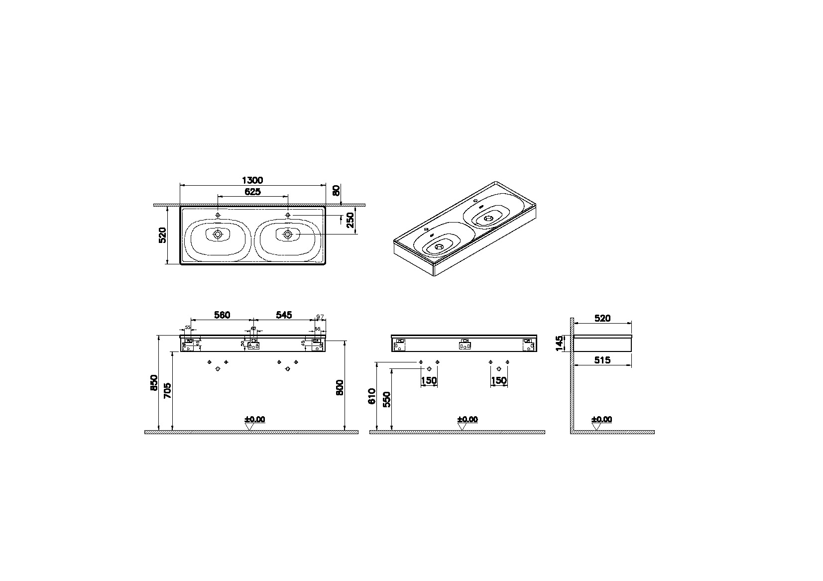 64095 Раковина Vitraglobal Equal - Вид №1