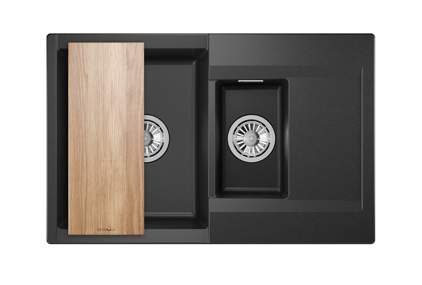 ES-7808, ЧЁРНЫЙ, кухонная мойка, кварц, ESTETICA GRANULA 7808-ST283 - Вид №3