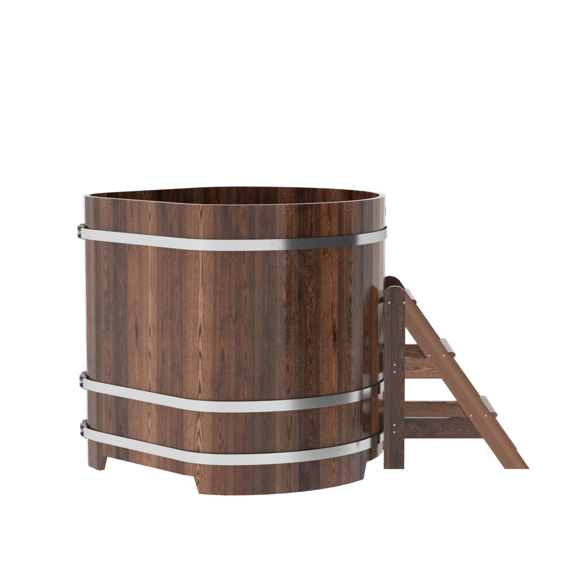 1235 Купель угловая из лиственницы 1,19х1,19х1,2 морёная премиум Alyarus  - Вид №2