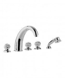 02531 / D Палубная ванна на пять отверстий и смеситель для душа с набором для душа. Bongio Radiant