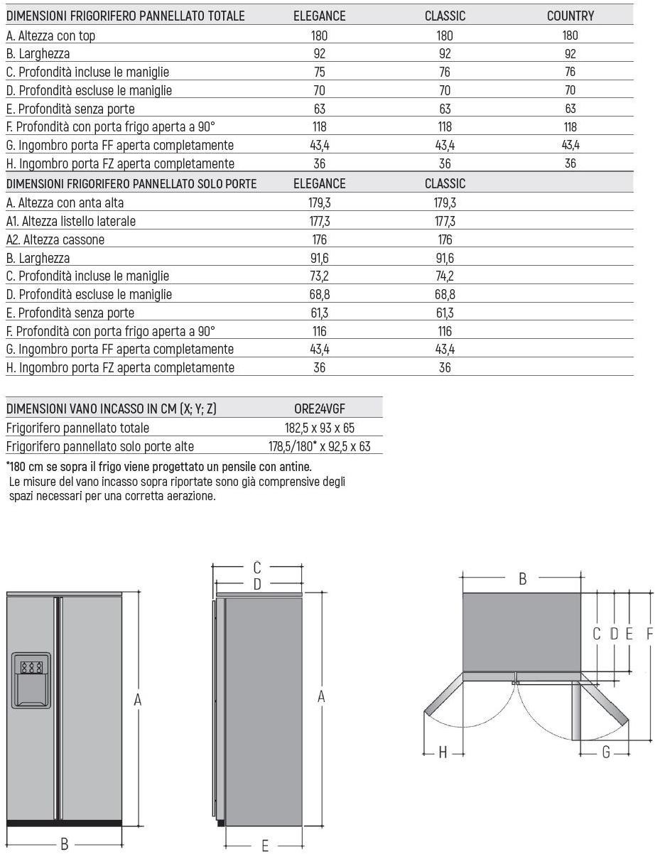 mabe Американский встраиваемый холодильник с диспенсером для льда класса а + Side by side | prof. 61cm Ore24vgfsstxe - Вид №3