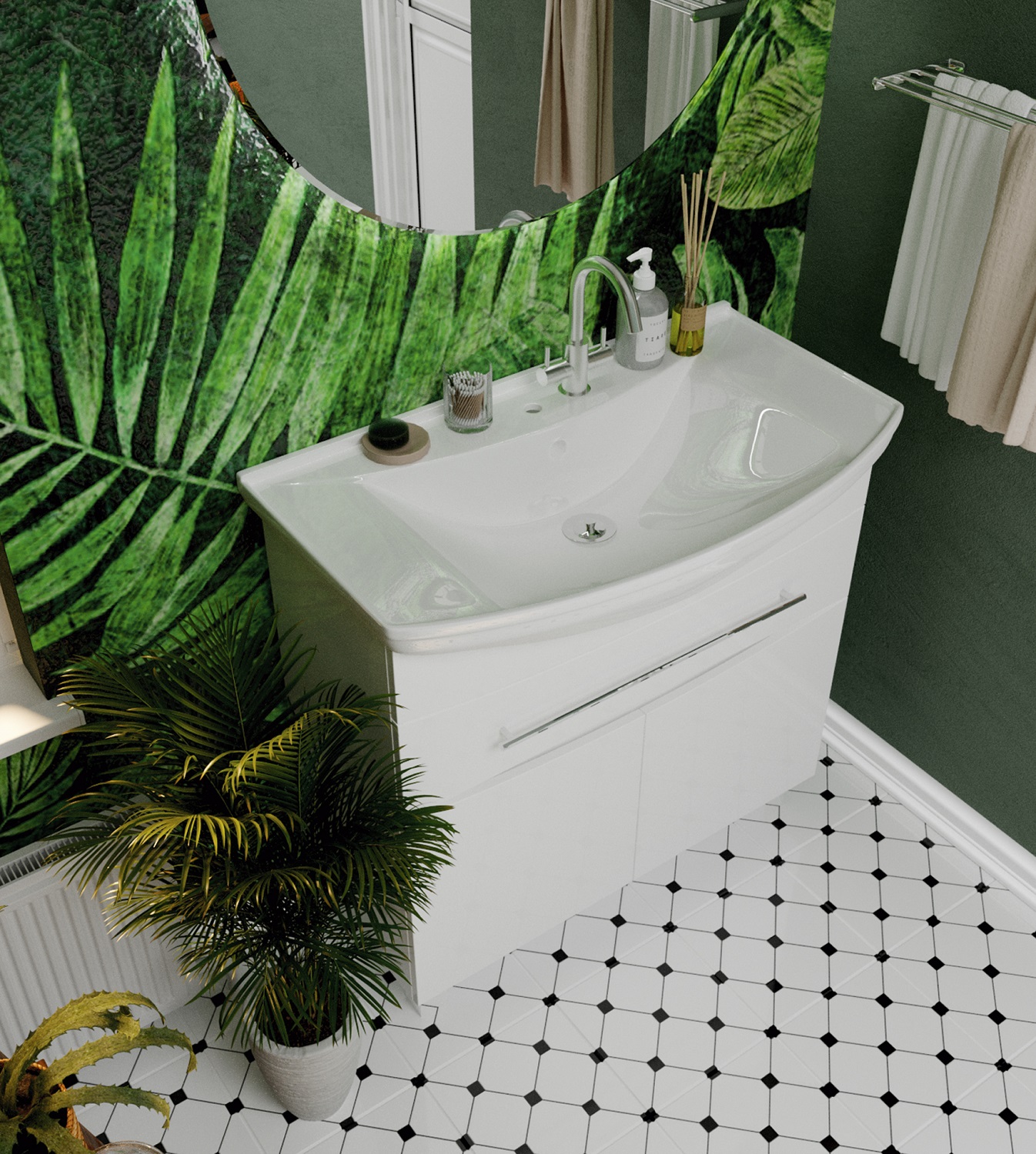 У94493 Тумба Lina New 85Н 1в.я 2д Белый глянец 1 Marka Lina - Вид №1