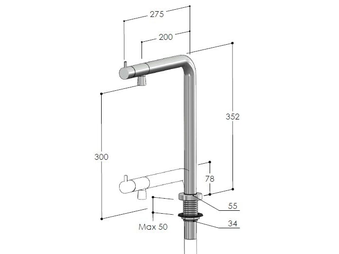 Смеситель для кухни из нержавеющей стали Fontealta Kitchen ARCH-00035115 - Вид №2