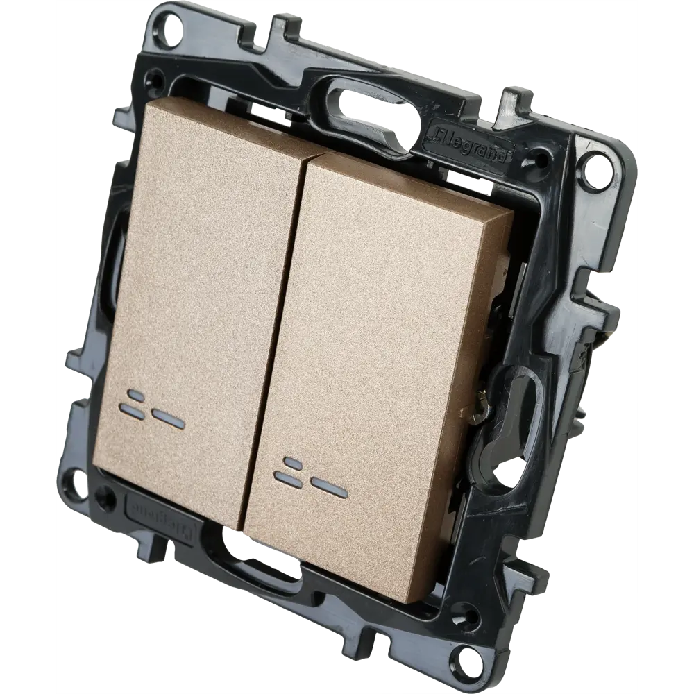 Выключатель встраиваемый Legrand Structura 2 клавиши с подсветкой цвет шампань STLM-2034848 - Вид №2