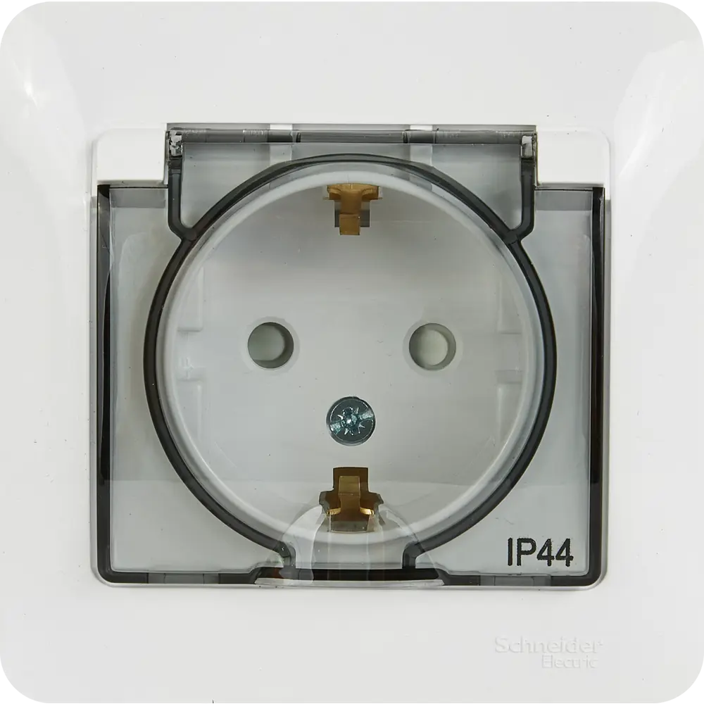 Розетка SYSTEME ELECTRIC Glossa с защитными шторками и крышкой 87813576