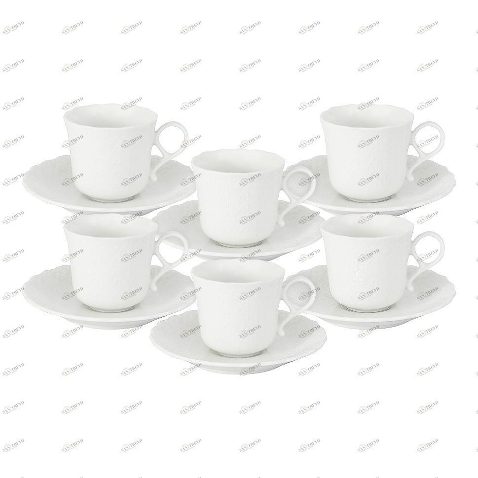 Кофейные чашки фарфоровые с блюдцами 6 шт белые "Шелк" NARUMI ШЕЛК 00-3946923 Белый 