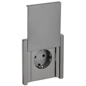 Розетка встраиваемая IEK Forte&Piano с заземлением с крышкой и шторками IP44 цвет сталь