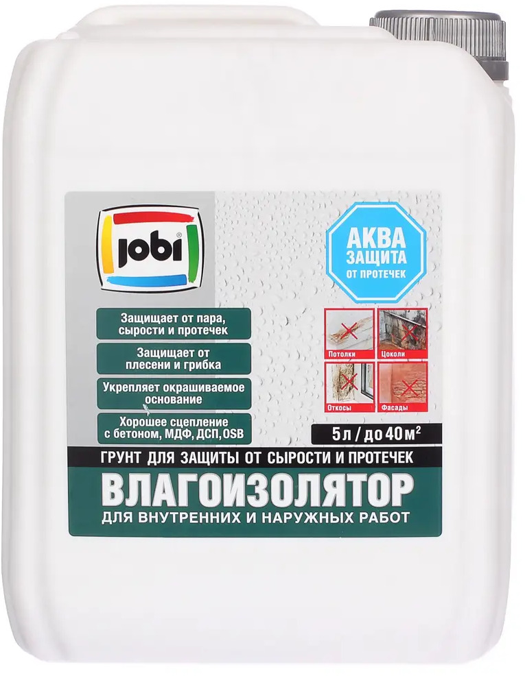 Jobi Грунт-влагоизолятор белый 5 л для влажных помещений 81983662