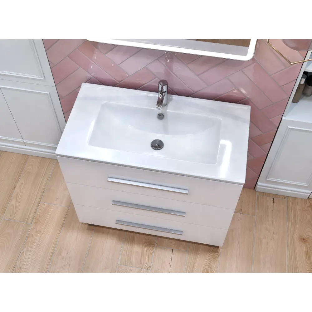 Тумба под раковину напольная Vigo Yuma 90 см цвет белый STLM-2148943 - Вид №7