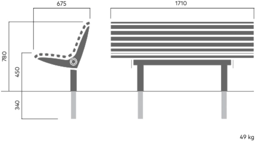 VESTRE Скамья из стали и дерева со спинкой Urban sun-id-1457898 - Вид №8