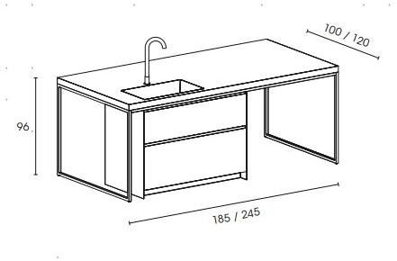 Elmar Отдельностоящий кухонный модуль из стали и дерева с ящиками sun-id-1513975 - Вид №1