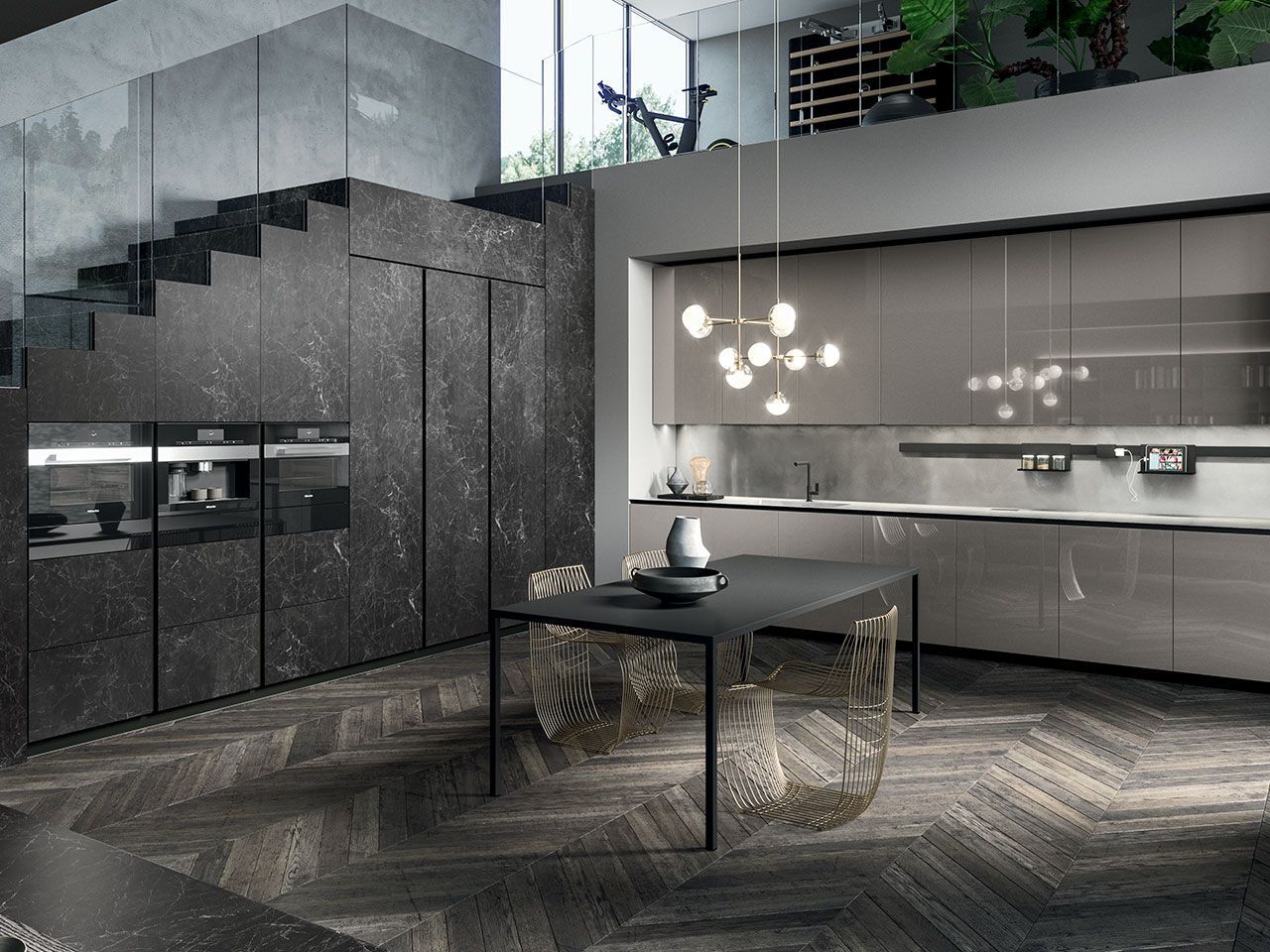 Встроенная кухня со встроенными ручками Arrital Ak_04 ARCH-00035930 - Вид №4