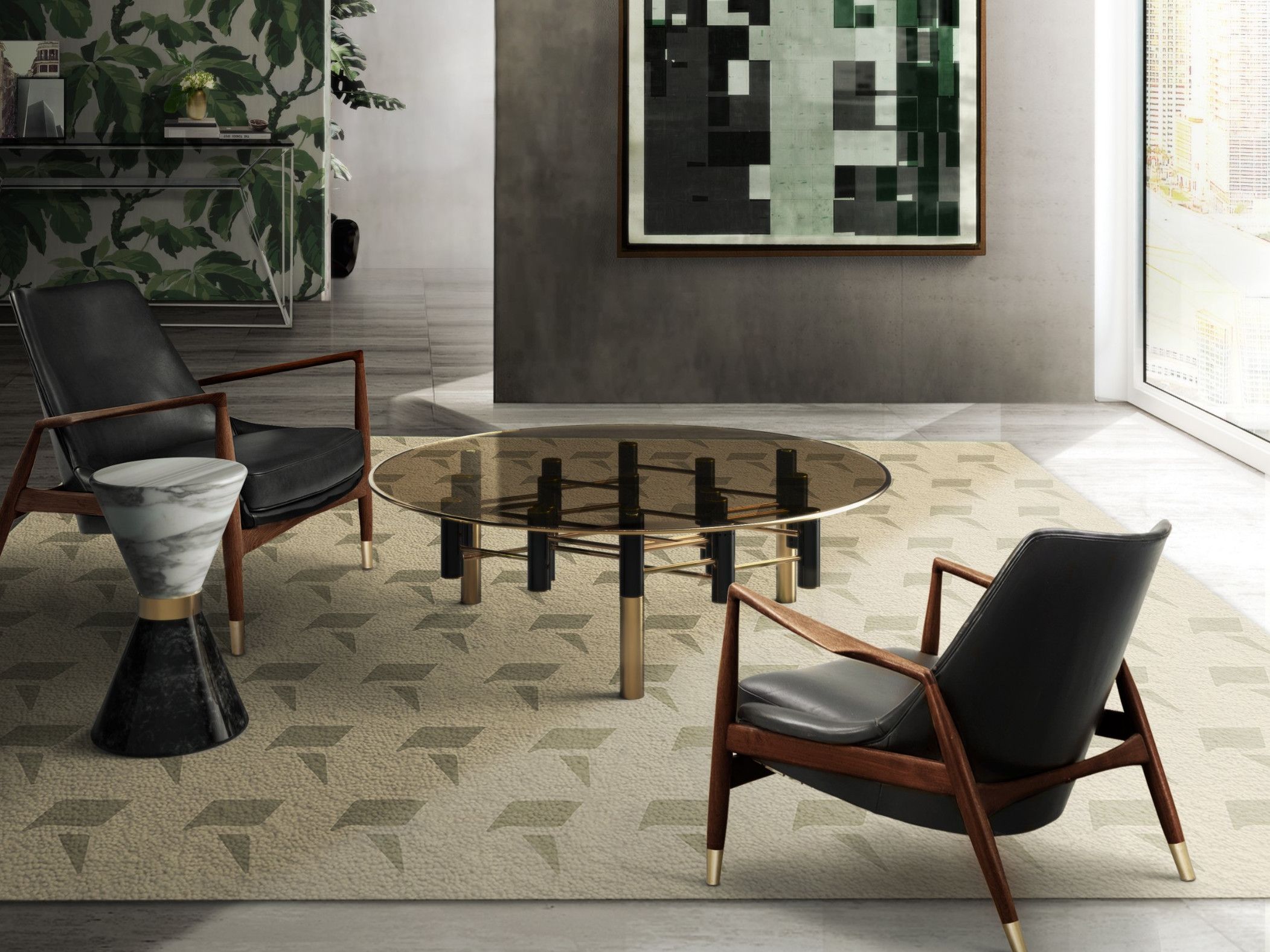 Прямоугольный ковер ручной работы из шерсти Essential Home KUBRICK ARCH-00137264 - Вид №1