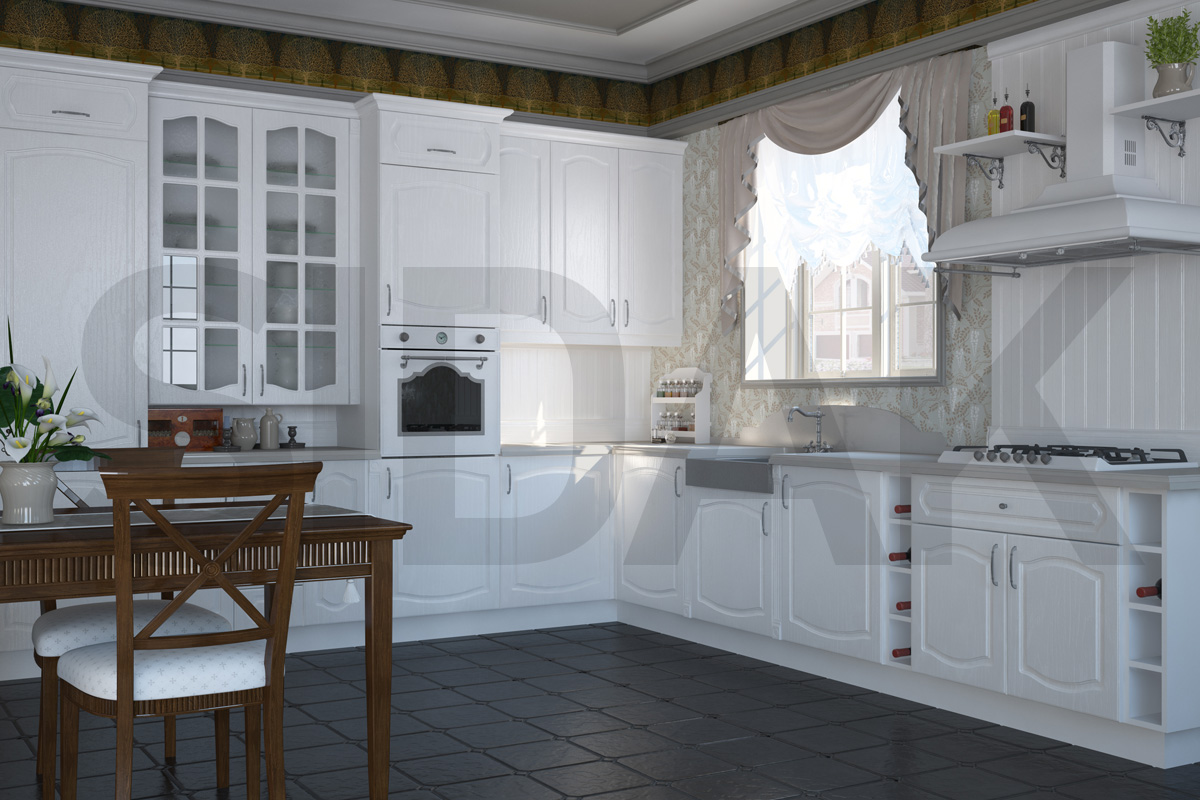 Фасады для кухни Классика Фрезеровка «Классика двойная» Керамика №552 SIDAK SIST1152-203 - Вид №1