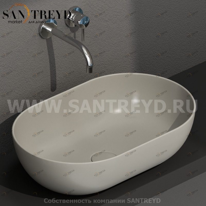 B6O54CC Накладная раковина на столешницу  овальная Ceramica Globo T-EDGE