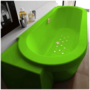 Ванна Gruppo treesse Playa V818C-DX-SZ салатовая с золотой фурнитурой и аэромассажем овальная угловая пристенная правая