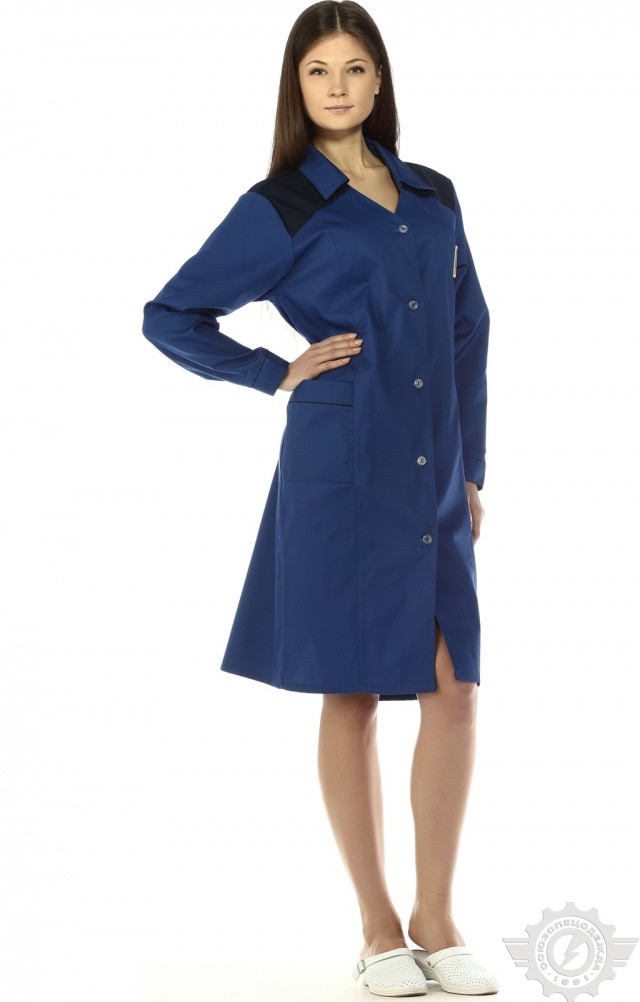 65725 Халат "Мастерица" женский василек с темно-синим  Одежда для обслуживающего персонала  размер 60-62/158-164 Спецодежда  - Вид №6