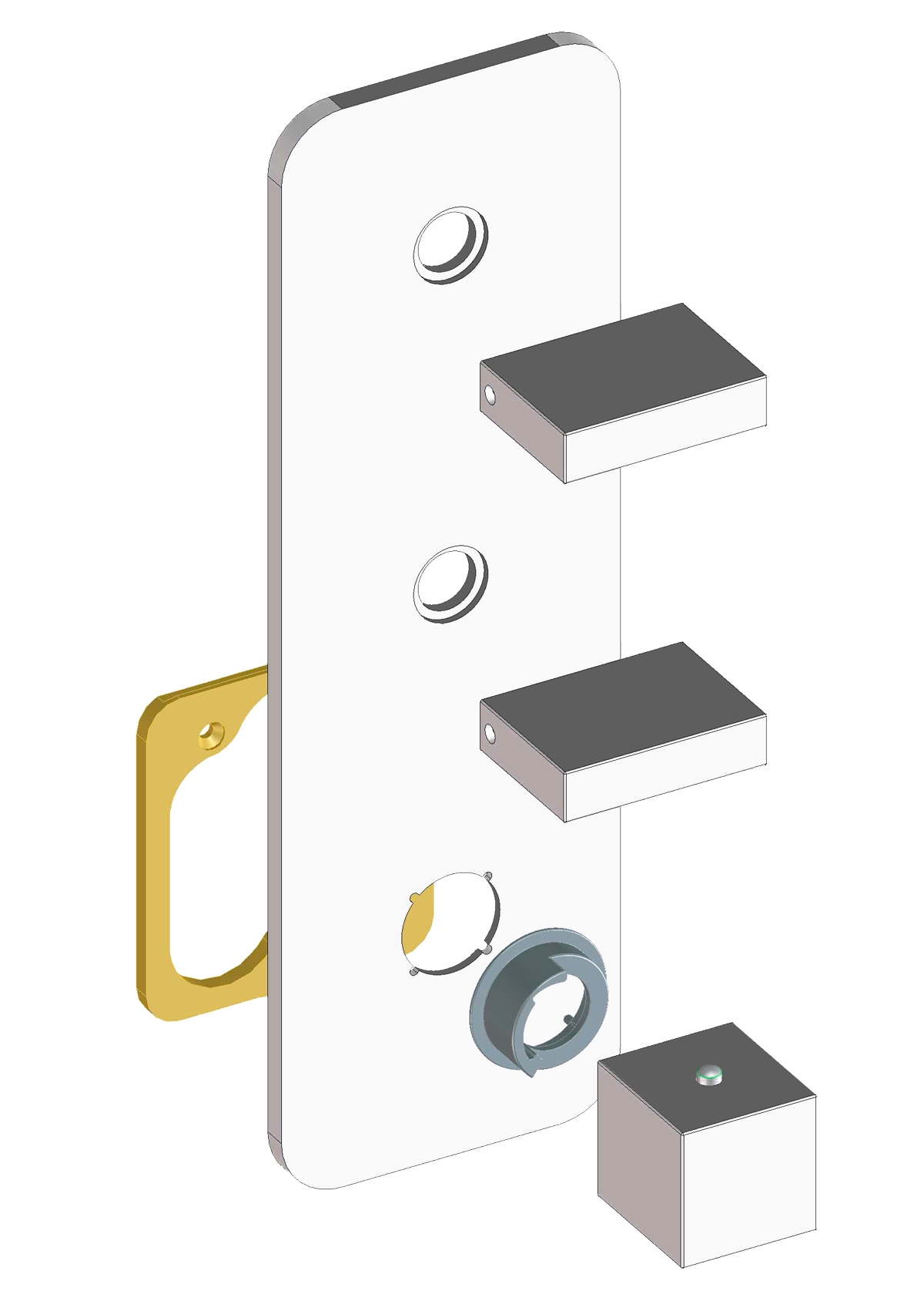 Z033204 + Z030203 000 Смеситель & запорный кран rectangular 3 Outlets (with diverter) HP BOSSINI  - Вид №2