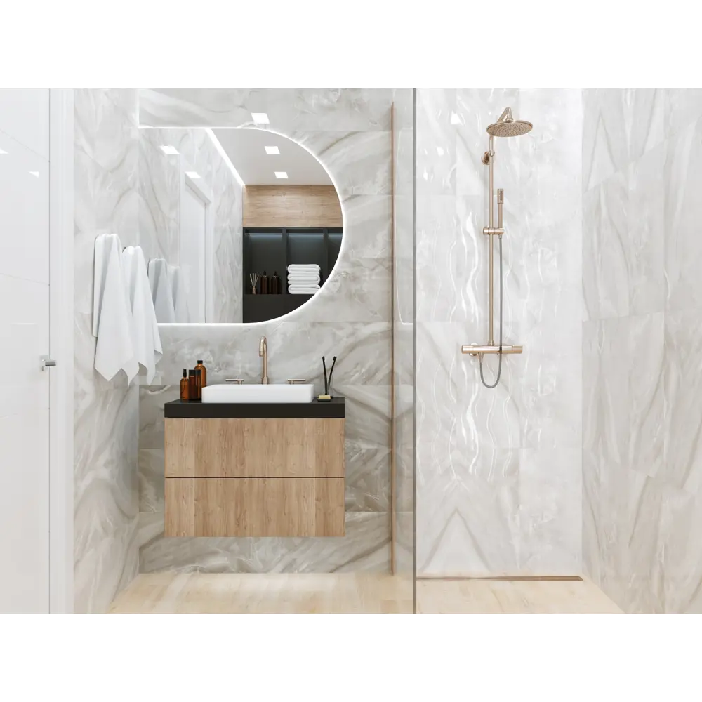 Плитка настенная Lazurro 30х60 см 1.44 м² цвет светло-бежевый 82637809 STLM-2151469 Golden Tile  - Вид №3